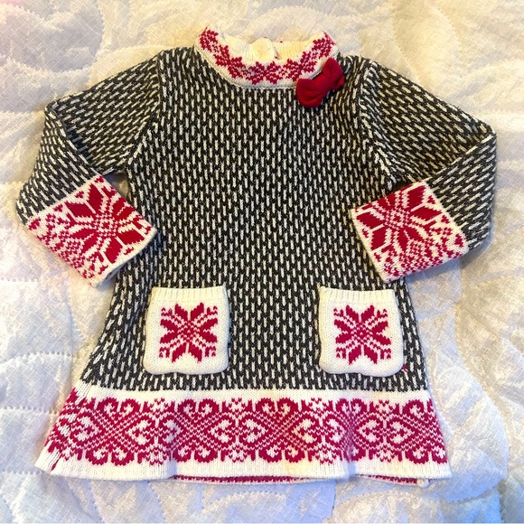 Cynthia Rowley Other - Cynthia Rowley Baby Girl Holiday Sweater Dress, Size 6-9 months,Red/Black/Cream